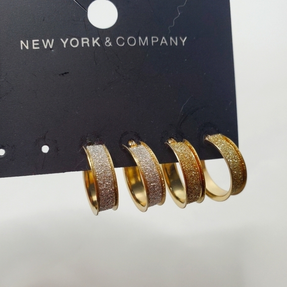 NY & Company Women's Earring Set 2 Sparkly Hoops - Picture 1 of 4
